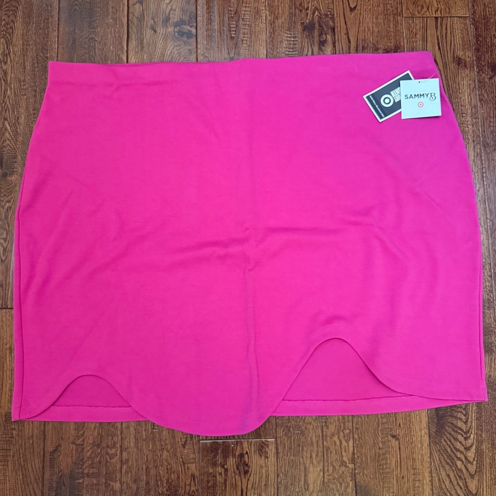 Sammy B Target Pink Scalloped Hem Mini Skirt Plus Size 4X barbiecore NEW
